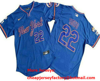 Men's New York Mets #22 Juan Soto Blue Alternate Limited Jersey