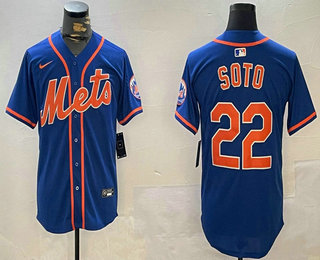 Men's New York Mets #22 Juan Soto Royal Limited Stitched Jersey