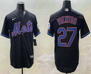 Men's New York Mets #27 Mark Vientos Black Cool Base Nike Stitched Jersey