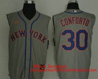 Men's New York Mets #30 Michael Conforto Grey 2020 Cool and Refreshing Sleeveless Fan Stitched MLB Nike Jersey