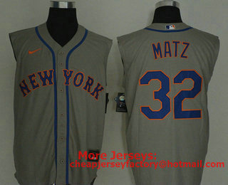 Men's New York Mets #32 Steven Matz Grey 2020 Cool and Refreshing Sleeveless Fan Stitched MLB Nike Jersey
