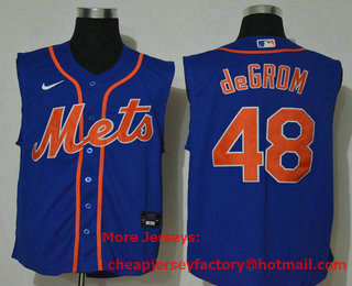 Men's New York Mets #48 Jacob deGrom Blue 2020 Cool and Refreshing Sleeveless Fan Stitched MLB Nike Jersey