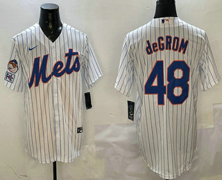 Men's New York Mets #48 Jacob deGrom White 2025 Spring Training Cool Base Stitched Jersey