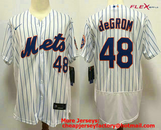 Men's New York Mets #48 Jacob deGrom White Stitched MLB Flex Base Nike Jersey