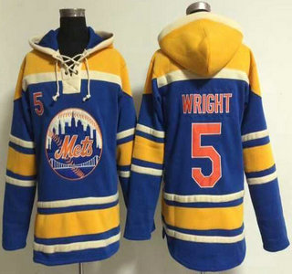 Men's New York Mets #5 David Wright Alternate Blue MLB Hoody