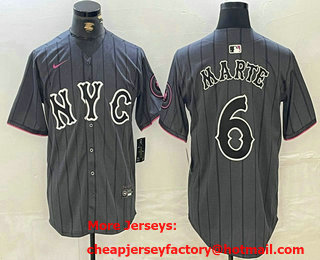 Men's New York Mets #6 Starling Marte Gray 2024 City Connect Cool Base Stitched Jersey