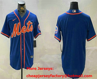 Men's New York Mets Blank Blue Stitched Cool Base Nike Jersey