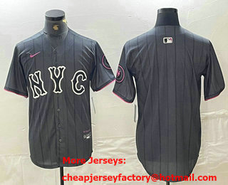 Men's New York Mets Blank Gray 2024 City Connect Cool Base Stitched Jersey