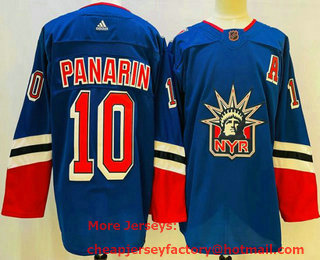 Men's New York Rangers #10 Artemi Panarin Blue 2022 Reverse Retro Authentic Jersey