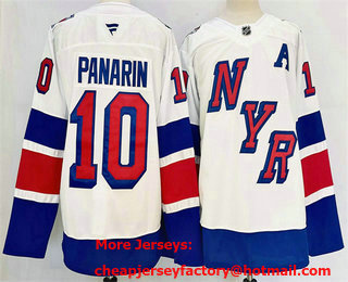 Men's New York Rangers #10 Artemi Panarin White 2024 Stadium Series Stitched Jersey