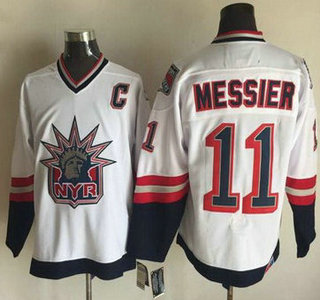 Men's New York Rangers #11 Mark Messier 1996-97 White CCM Vintage Throwback Jersey