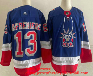 Men's New York Rangers #13 Alexis Lafreniere Light Blue 2021 Retro Stitched NHL Jersey