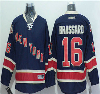 Men's New York Rangers #16 Derick Brassard Navy Blue Third 85TH Jersey