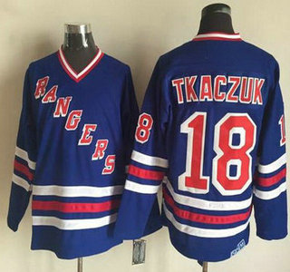 Men's New York Rangers #18 Walt Tkaczuk 1990-91 Light Blue CCM Vintage Throwback Jersey