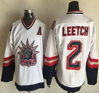 Men's New York Rangers #2 Brian Leetch 1996-97 White CCM Vintage Throwback Jersey