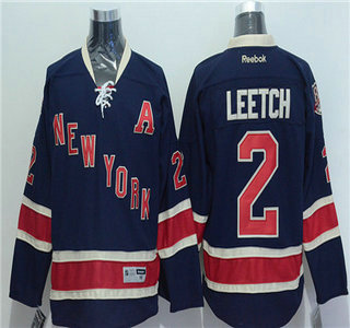 Men's New York Rangers #2 Brian Leetch Navy Blue Third 85TH Jersey