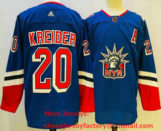Men's New York Rangers #20 Chris Kreider Blue 2022 Reverse Retro Authentic Jersey