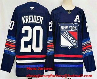 Men's New York Rangers #20 Chris Kreider Navy 2025 Stitched Jersey