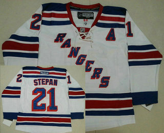 Men's New York Rangers #21 Derek Stepan White Jersey