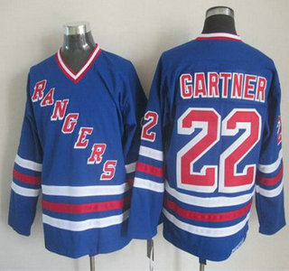 Men's New York Rangers #22 Mike Gartner 1990-91 Light Blue CCM Vintage Throwback Jersey