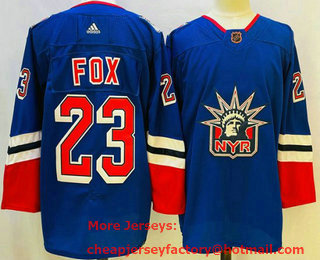 Men's New York Rangers #23 Adam Fox Blue 2022 Reverse Retro Authentic Jersey