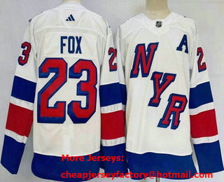 Men's New York Rangers #23 Adam Fox White 2024 Stadium Series Authentic Jersey