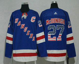 Men's New York Rangers #27 Ryan McDonagh Blue With USA Flag 2017-2018 Hockey Stitched NHL Jersey