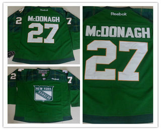 Men's New York Rangers #27 Ryan Mcdonagh Green St. Patrick's Day Hockey Jersey