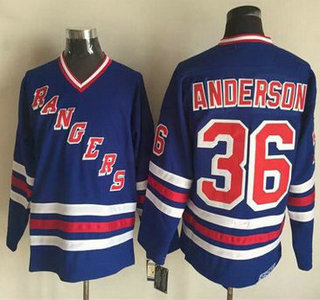 Men's New York Rangers #36 Glenn Anderson 1990-91 Light Blue CCM Vintage Throwback Jersey