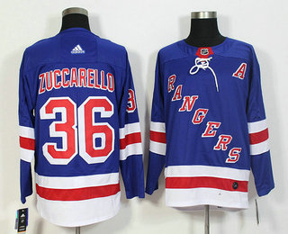 Men's New York Rangers #36 Mats Zuccarello Light Blue Witch A Patch Home 2017-2018 Hockey Stitched NHL Jersey