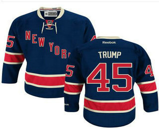 Men's New York Rangers #45th Presidential Candidate Donald Trump Navy Blue Jersey