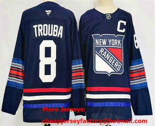 Men's New York Rangers #8 Jacob Trouba Navy 2025 Stitched Jersey