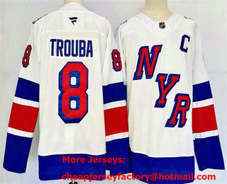 Men's New York Rangers #8 Jacob Trouba White 2024 Stadium Series Stitched Jersey