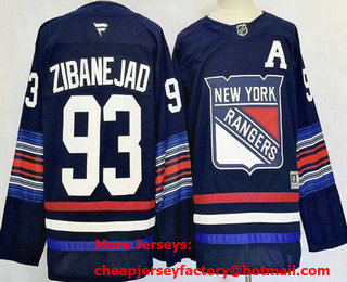 Men's New York Rangers #93 Mika Zibanejad Navy Alternate 2025 Stitched Jersey