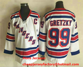 Men's New York Rangers #99 Wayne Gretzky White Throwback Jersey