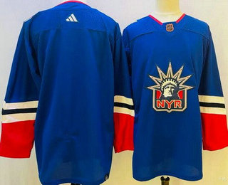 Men's New York Rangers Blank Blue 2022 Reverse Retro Authentic Jersey