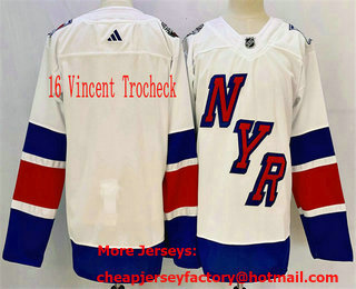 Men's New York Rangers #16 Vincent Trocheck White 2024 Stadium Series Stitched Jersey