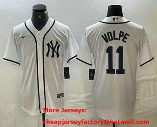 Men's New York Yankees #11 Anthony Volpe White Fashion Cool Base Jersey