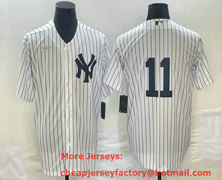 Men's New York Yankees #11 Anthony Volpe White No Name Throwback Stitched MLB Cool Base Nike Jersey