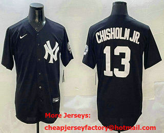 Men's New York Yankees #13 Jazz Chisholm Jr Black Cool Base Stitched Jersey