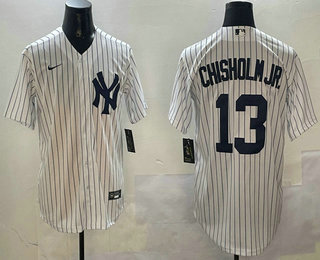 Men's New York Yankees #13 Jazz Chisholm Jr White Cool Base Stitched Jersey