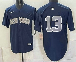 Men's New York Yankees #13 Jazz Chisholm Jr Without Name Grey Alternate Limited Stitched Jersey
