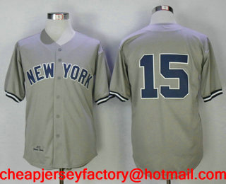 Men's New York Yankees #15 Thurman Munson Gray Road 1973 Throwback Stitched MLB Mitchell & Ness Jersey