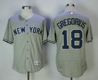 Men's New York Yankees #18 Didi Gregorius Gray Road Stitched MLB Flex Base Jersey
