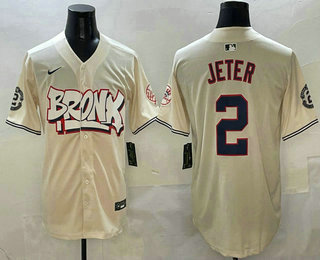 Men's New York Yankees #2 Derek Jeter Cream Fashion Cool Base Jersey