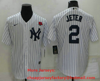 Men's New York Yankees #2 Derek Jeter NEW White Stitched MLB Nike Cool Base Throwback Jersey