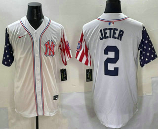 Men's New York Yankees #2 Derek Jeter White USA Limited Fashion Stitched Jersey