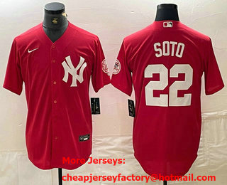 Men's New York Yankees #22 Juan Soto Red Fashion Cool Base Jersey