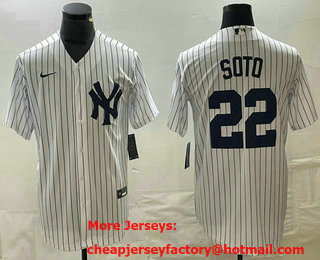 Men's New York Yankees #22 Juan Soto White Name Cool Base Stitched Baseball Jersey
