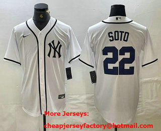 Men's New York Yankees #22 Juan Soto White Fashion Cool Base Jersey